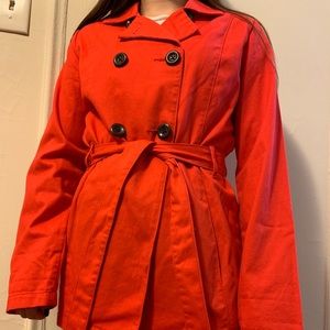*SOLD* RED ORANGE TRENCH COAT